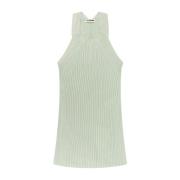 Geribbelde Viscose Mouwloze Top Jil Sander , Green , Dames