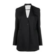 Verhoog je stijl met een compacte wollen blazer Jil Sander , Black , D...