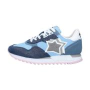 Blauwe Leren en Stoffen Dames Sneakers Atlantic Stars , Blue , Dames