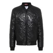 Gewatteerde leren blouson Deco Carlo Colucci , Black , Heren