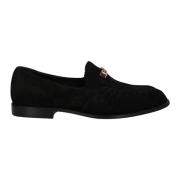 Leren Loafers met Goudkleurig Logo Giuseppe Zanotti , Black , Heren