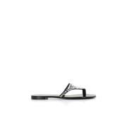 Zwarte platte sandalen met zilveren strass Giuseppe Zanotti , Black , ...