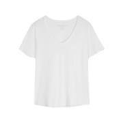 Witte V-Hals Zijdezachte T-Shirt Majestic Filatures , White , Dames