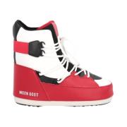 Bicolor Mid Sneaker met Logo Moon Boot , Red , Heren