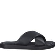 Zwarte Leren Sliders - Stap in Stijl Tamaris , Black , Dames