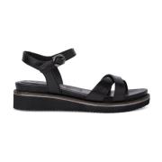 Stijlvolle zwarte platte sandalen voor vrouwen Tamaris , Black , Dames