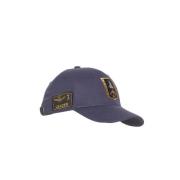 Blauwe militaire hoeden met unieke patches en borduurwerk Aeronautica ...