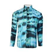 Linnen Tie-Dye Shirt 120% Lino , Blue , Heren
