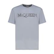 Logo Print Grijs Katoenen T-Shirt Alexander McQueen , Gray , Heren