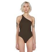 Breekbare Kracht One Shoulder Bodysuit Alexander McQueen , Brown , Dam...