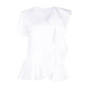 Vrouwelijk Gerimpeld Asymmetrisch T-Shirt Alexander McQueen , White , ...