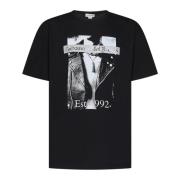 Atelier Print Zwart T-shirt voor Heren Alexander McQueen , Black , Her...