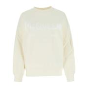 Ivoor Katoenen Oversized Sweatshirt Alexander McQueen , White , Dames