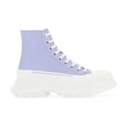 Lila Leren Tread Slick Sneakers Alexander McQueen , Purple , Dames