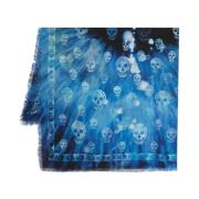 Blauwe Sjaal met Skull-print Alexander McQueen , Blue , Dames