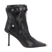 Zwarte Leren Enkellaarzen met Rits Alexander McQueen , Black , Dames