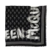 Luxe Zijden Sjaal voor Mannen Alexander McQueen , Black , Heren