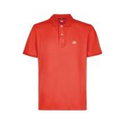 Stretch Pique Slim Fit Logo Polo C.p. Company , Red , Heren