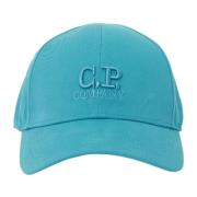 Blauwe Hoeden met Klep en Geborduurd Logo C.p. Company , Blue , Heren