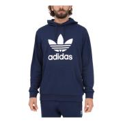 Blauwe hoodie met maxi logo print Adidas Originals , Blue , Heren