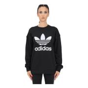 Zwart Crewneck Sweatshirt met Trefoil Adidas Originals , Black , Dames