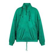 Groene Geplooide Geperforeerde Jas Adidas Originals , Green , Heren
