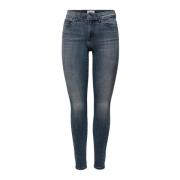 Blauwe effen jeans met ritssluiting en knoopsluiting voor vrouwen Only...