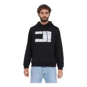 Zwarte hoodie met logo print en kangoeroezak Tommy Jeans , Black , Her...