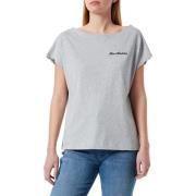 Grijze Katoenen T-shirt met Hart Logo Love Moschino , Gray , Dames