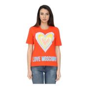 MaxI Logo Hart Print T-Shirt Love Moschino , Orange , Dames