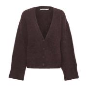 Plum Melange Knoop Cardigan Gestuz , Brown , Dames