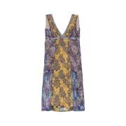 Chiffonjurk met tapijtdessin Versace Jeans Couture , Yellow , Dames