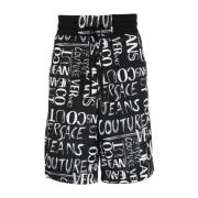 Logo-Print Track Shorts Versace Jeans Couture , Black , Heren