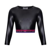 Geknipte top met logo Versace Jeans Couture , Black , Dames