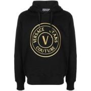 Zwarte Katoenen Logo Hoodie Versace Jeans Couture , Black , Heren