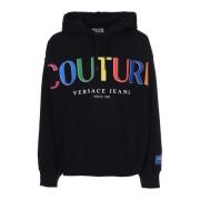 Katoenen Hoodie met Regenbooglogo Versace Jeans Couture , Black , Here...