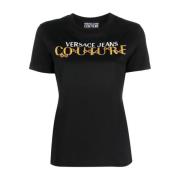 Zwarte T-shirts en Polos voor dames - Aw23 Collectie Versace Jeans Cou...