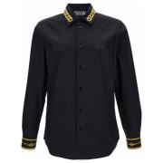 Slim Fit Chain Panel Nylon Shirt Versace Jeans Couture , Black , Heren