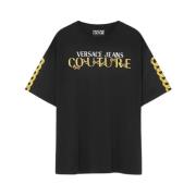 Logo Chain Katoenen T-Shirt Versace Jeans Couture , Black , Heren
