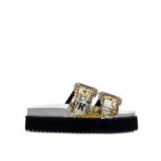 Witte Plateau Logo Sliders - Maat 38 Versace Jeans Couture , White , D...