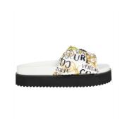 Witte Satijnen Logo Couture Sliders - Maat 38 Versace Jeans Couture , ...