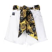 Hoge Taille Logo Print Denim Shorts met Strik - 28 Versace Jeans Coutu...