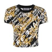 Zwarte Logo Brush Couture All Over Korte T-shirt Versace Jeans Couture...