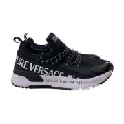 Zwarte Logo Sneakers voor Heren Versace Jeans Couture , Black , Heren