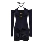 Velvet Stretch Mini Jurk Versace Jeans Couture , Black , Dames
