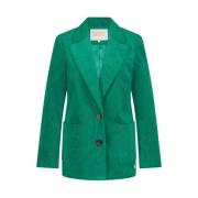 Corduroy Blazer met Clic Kraag Fabienne Chapot , Green , Dames