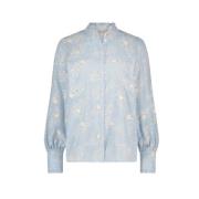 Bloemenkatoenen blouse met gerimpelde kraag Fabienne Chapot , Blue , D...