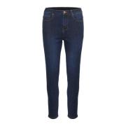 Donkerblauwe Slim Fit High Waist Jeans Kaffe , Blue , Dames