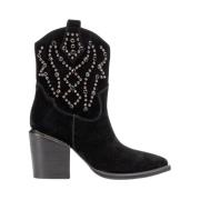 Leren enkellaarsjes met studs Alma EN Pena , Black , Dames