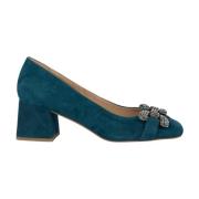 Leren pumps met versierde vierkante neus Alma EN Pena , Blue , Dames